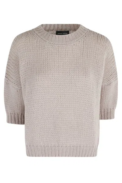ROBERTO COLLINA THREE-QUARTER SLEEVE TEXTURED KNIT SWEATER