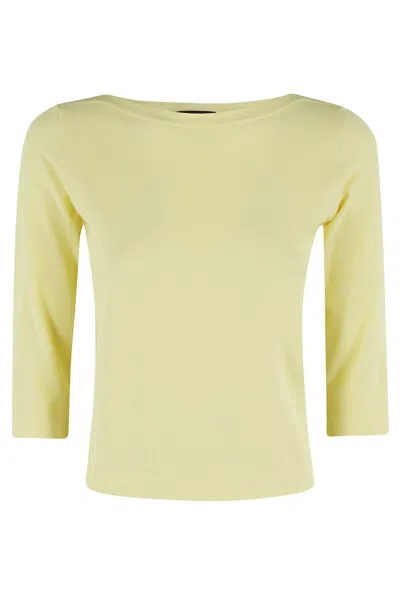 ROBERTO COLLINA ROBERTO COLLINA THREE-QUARTER SLEEVES BOXY FIT TOP WITH BOAT NECKLINE