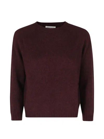 Roberto Collina Three-quarter Sleeve Wool-camel Jumper In Burgundy