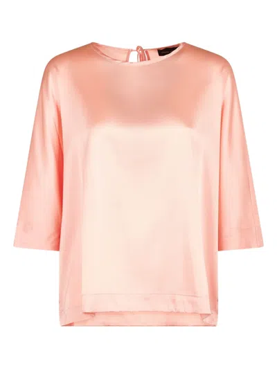 Roberto Collina Tie-back Satin Blouse In Pink