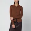 Roberto Collina Wool Cardigan With Long Sleeves And Ribbed Texture In Brown