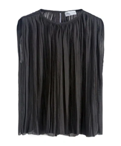Roberto Collina Pleated Sleeveless Top In Black