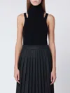Roberto Collina Black Cashmere Blend Turtleneck Top In Black