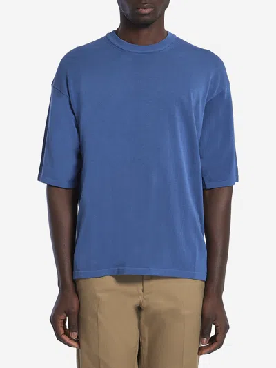 Roberto Collina Knit Tshirt In Blue