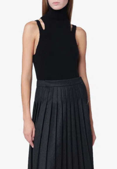 Roberto Collina Turtleneck Cashmere-blend Top In Black