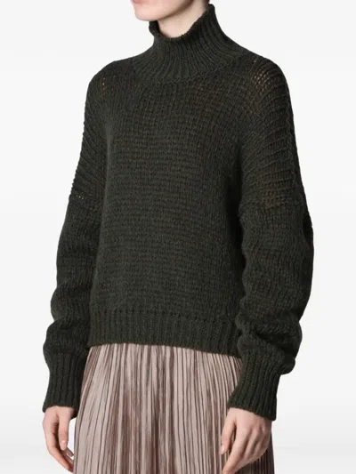 Roberto Collina Turtleneck Chunky-knit Sweater In Green