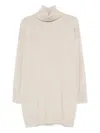 Roberto Collina Turtleneck Dress Dropped Shoulders Ribbed Cuffs In Animal Print