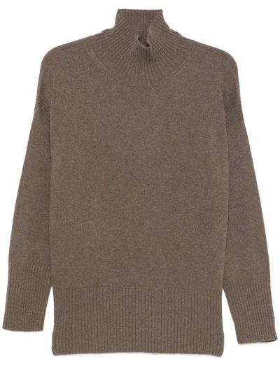 Roberto Collina Turtleneck In Wool And Cashmere In Brown