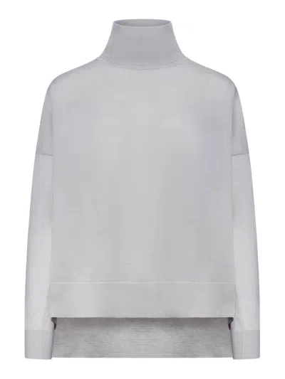 Roberto Collina Oversized Turtleneck Sweater In Grey