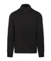 Roberto Collina Textured Ribbed High Neck Sweater In Black