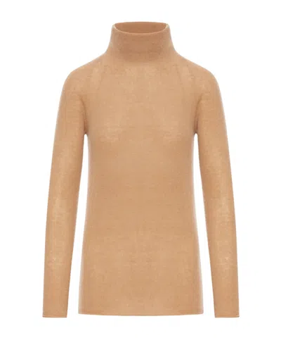 Roberto Collina Turtleneck Long Sleeve Sweater In Brown