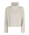 Roberto Collina Turtleneck Sweater With Wide Rib And Contrasting Stitching In Neutral