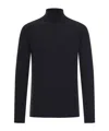 Roberto Collina Ribbed Cuffs Wool Turtleneck Sweater In Black