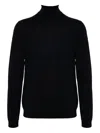 Roberto Collina Fitted Turtleneck Merino Wool Sweater In Black