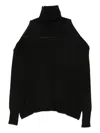 Roberto Collina Cut-out Oversized Turtleneck Sweater Clothing In Black