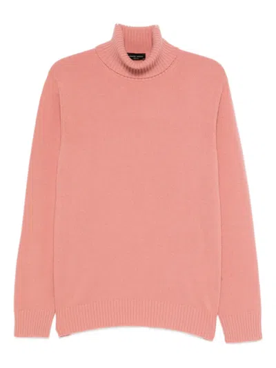 Roberto Collina Turtleneck Ribbed-knit Sweater In Pink