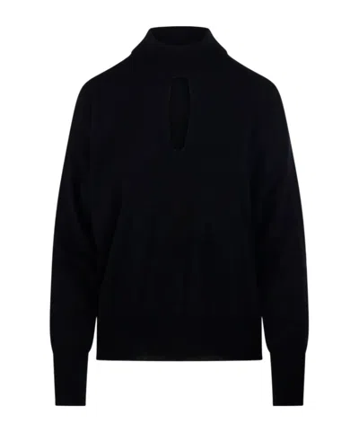 Roberto Collina Knitted Sweater With Lace-up Design In Black