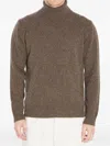 Roberto Collina Turtleneck Sweater In Merino Wool And Cashmere Blend In Brown