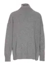 Roberto Collina Turtleneck Sweater With High Neck And Splits In Gris