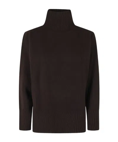 Roberto Collina Roll-neck Ribbed-trim Sweater In Brown