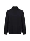 Roberto Collina Merino Wool Turtleneck Sweater With Ribbed Finish In Navy