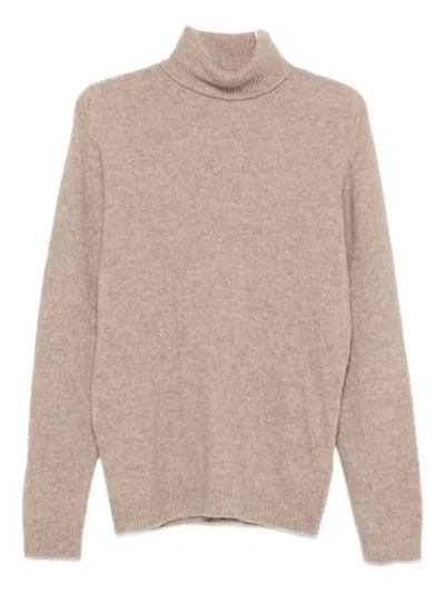 Roberto Collina Turtleneck Long-sleeved Sweater In Brown