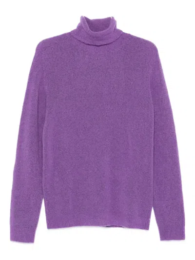 Roberto Collina Turtleneck Long-sleeved Sweater In Purple