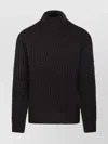 Roberto Collina Textured Ribbed High Neck Sweater In Black