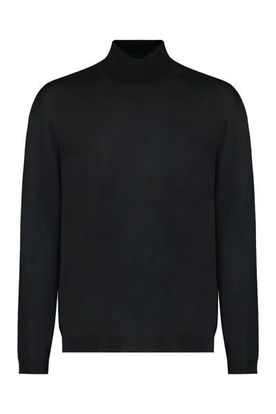 Roberto Collina Turtleneck Wool Pullover In Black