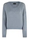 Roberto Collina Relaxed Fit Long-sleeved V-neck Sweater In Gray