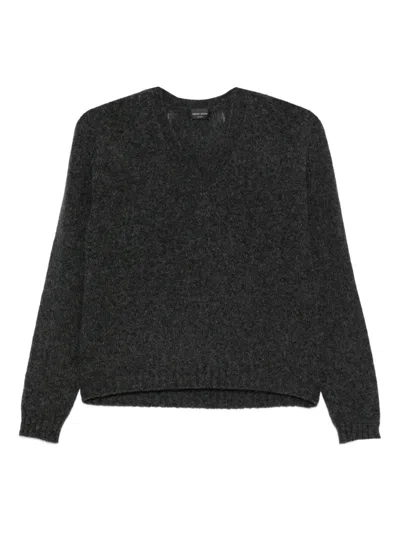 Roberto Collina V-neck Boxy Sweater In Gray