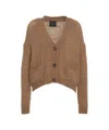 Roberto Collina V-neck Brown Knit Cardigan With Button Closure And Ribbed Hems In Brown
