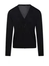 Roberto Collina V-neckline Ribbed Cuffs Long Sleeves In Black
