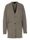Roberto Collina Knitwear Cardigan With Front Pockets And V-neckline In Brown