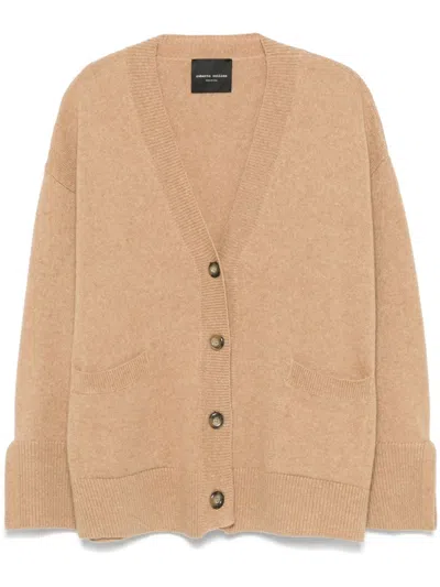 Roberto Collina V-neck Cardigan In Brown