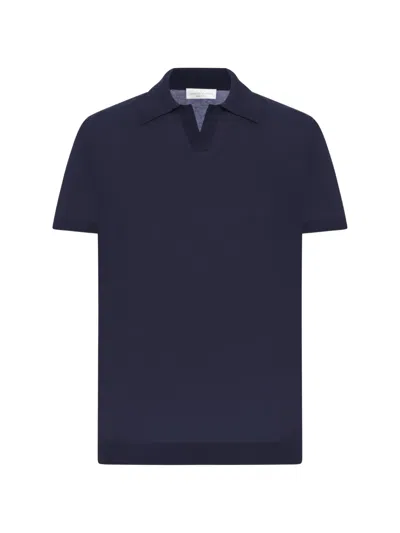 Roberto Collina Cotton Polo Shirt Without Buttons In Blue