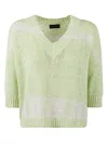 Roberto Collina V-neck Cropped Sweater In Linfa