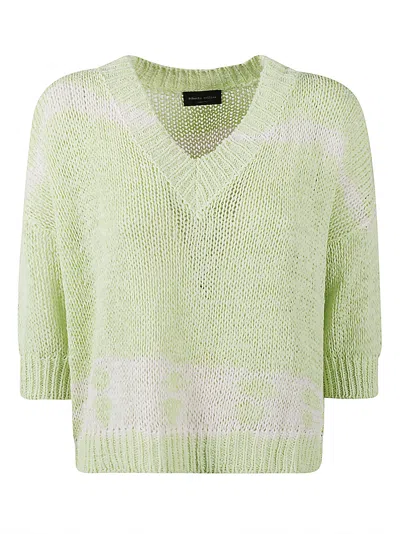 Roberto Collina V-neck Cropped Sweater In Linfa