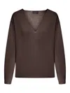 Roberto Collina Asymmetric V-neck Sweater In Moro