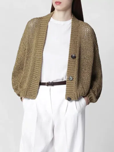 Roberto Collina V Neck Knit Sweater Open Texture In Brown