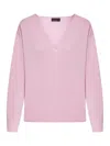 Roberto Collina Long-sleeved Sweater In Pink & Purple
