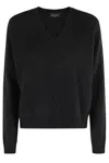 Roberto Collina V-neck Long-sleeve Wool Blend Sweater In Black