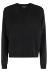 Roberto Collina Wool V Neck Sweater In Black