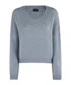 Roberto Collina Relaxed Fit Long-sleeved V-neck Sweater In Blue