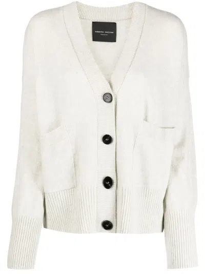 Roberto Collina V-neck Merino-cashmere Cardigan In 18 Grigio