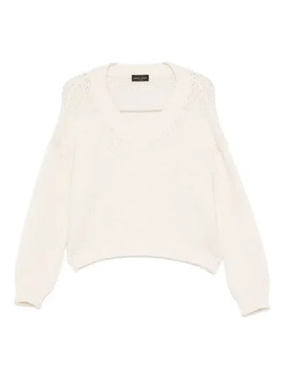 Roberto Collina V-neck "ml" Sweater In White