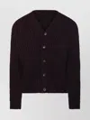 Roberto Collina Ribbed Knit V-neck Cardigan Clothing In Burgundy