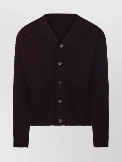 ROBERTO COLLINA V-NECK RIBBED KNIT CARDIGAN