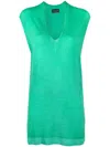 Roberto Collina V-neck Sleeveless Sweater In Grün