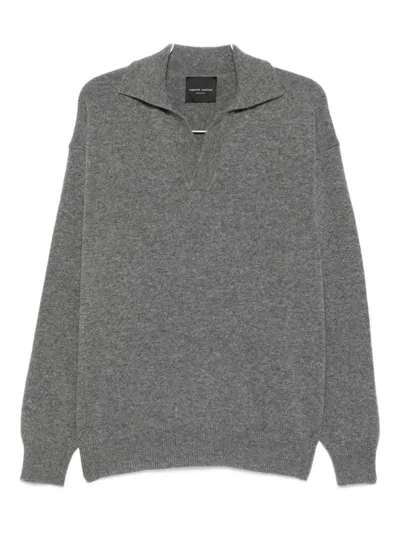 Roberto Collina V-neck Sweater In Gray
